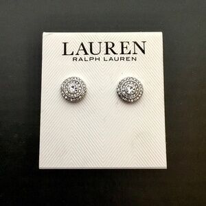 Lauren Ralph Lauren Silver Tone around Pave Stud Earrings